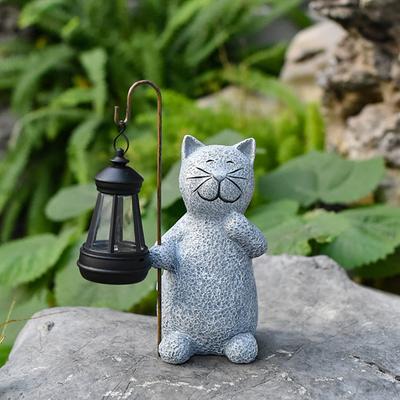 Фигурка кошки для сада на открытом воздухе с солнечным фонарем IP44, водонепроницаемая, устойчивая к ультрафиолетовому излучению, с автоматическим включением/выключением животного