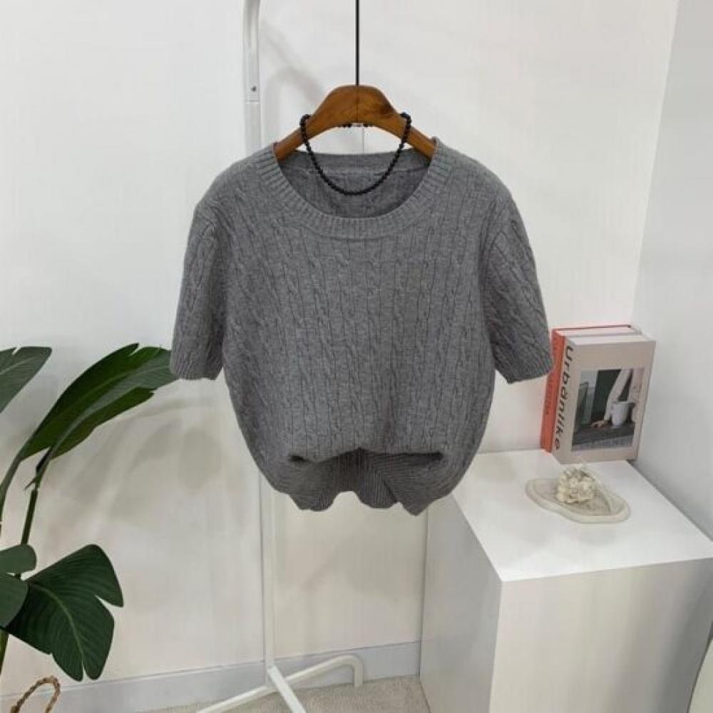C S In The Room Boro Wool baSiC Cable Knit Short Sleeve 6 Color