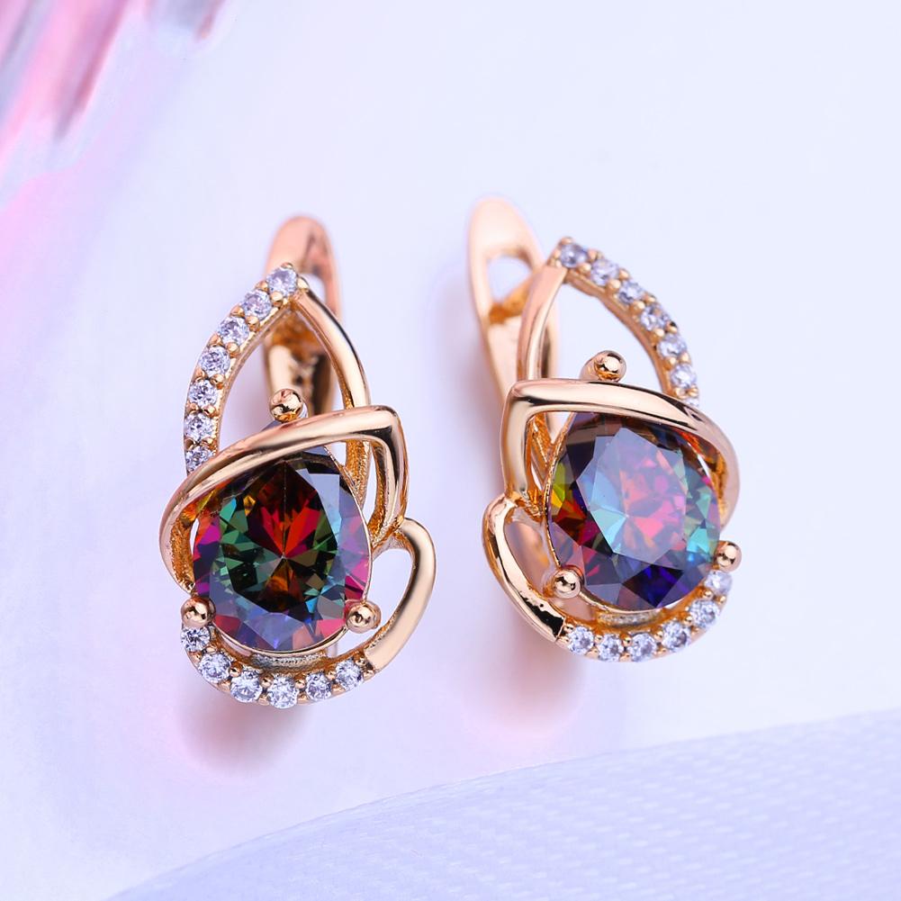 LSOOYH серьги-клипсы цвета розового золота, модные серьги для женщин, геометрические серьги-гвоздики с кубическим цирконием, ювелирные изделия
