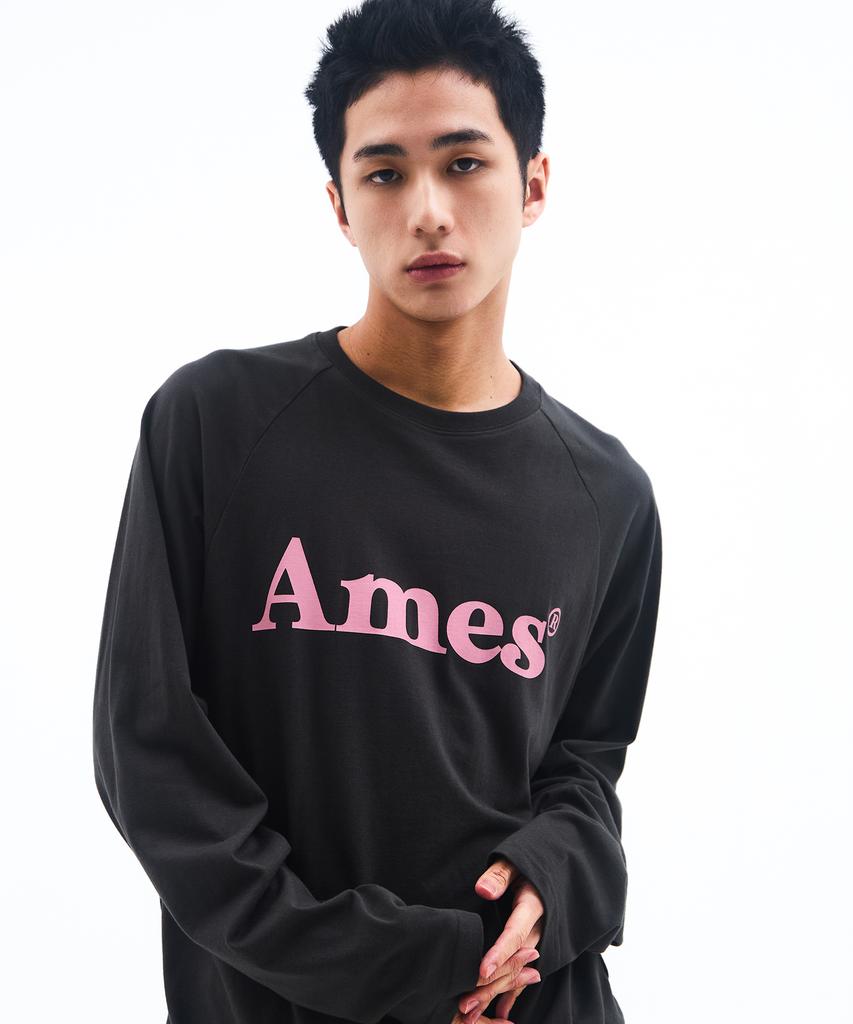 AMES-WORLDWIDE Basic Logo Longsleeve Tee Charcoal