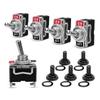 Heavy Duty Rocker Toggle 15A 250V 20A 125V SPST 2Pin ON/Off Switch Metal Bat Waterproof Boot Cap Cover-5 Pack