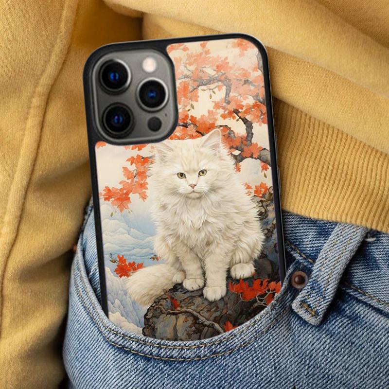 Милый рисунок кошки Мягкий чехол для телефона для iPhone 17 Air 16e Pro max 15 Pro 13 14 Plus 11 12 MagSafe Магнитный Coque