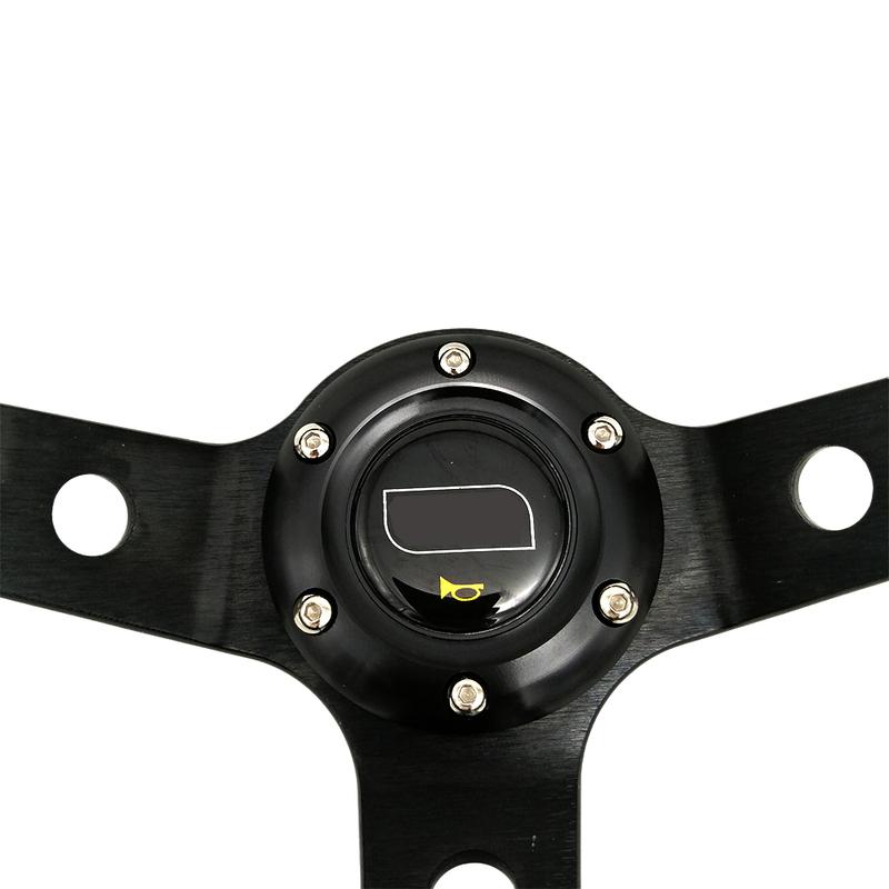 Racing Sport Suede Steering Wheel 14inch 350mm Car Steering Wheel Deep Dish 90mm Black OM25S0