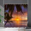 Shower Curtain Waterproof And Mildew-Proof Coconut Tree Beach Beach Bathroom Shower Curtain Shower Curtain Partition Curtain Free Punching