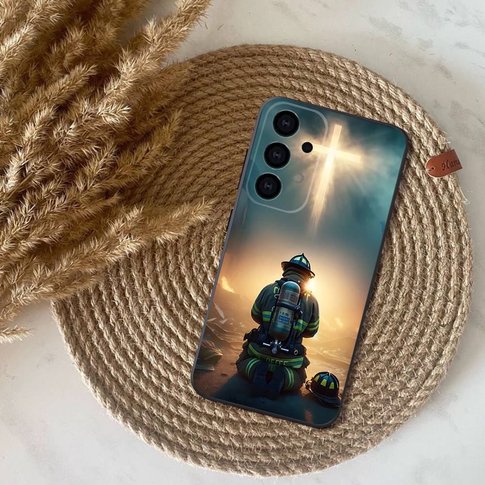 Phone Case For Samsung S25,S24,S21,S22,S23,S30,Ultra,S20,Plus,Fe,Lite,Note,10,9,Fireman Firefighter 5G Black Cover