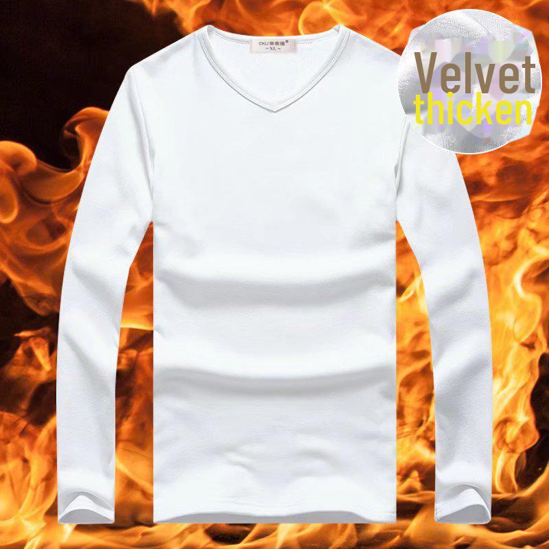 Мужской плотный бархатный топ с V-образным вырезом и длинными рукавами, термобелье