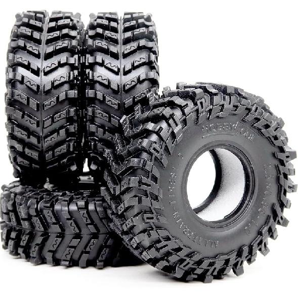 HOBBYSOUL 1.0 Tires 64 * 25mm 1.0 Mud Slingers Tires Super Soft Sticky 1.0 Crawler Tyre For RC 1/18 TRX4M 1/24 SCX24 FCX24 Upgrade