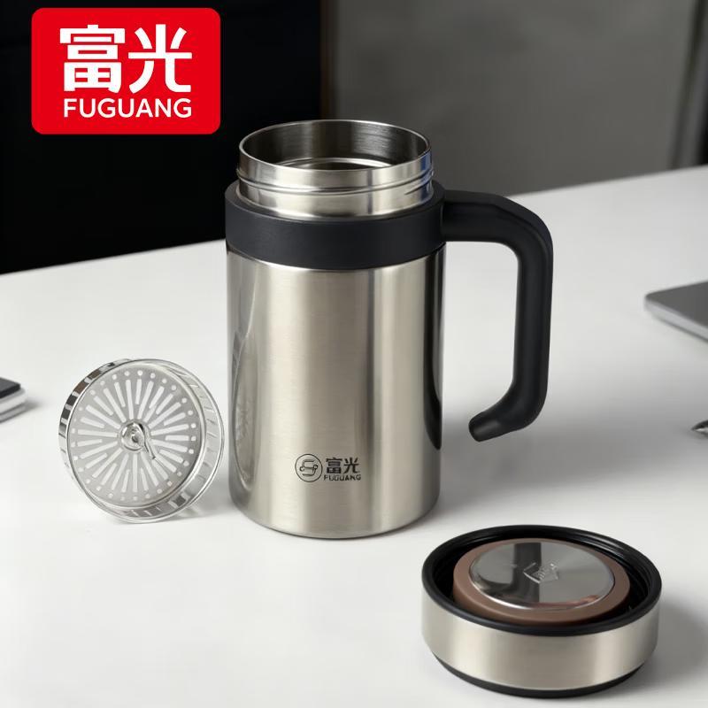 Fuguang Офисная кружка Lingzhi 560 мл из нержавеющей стали с ручкой