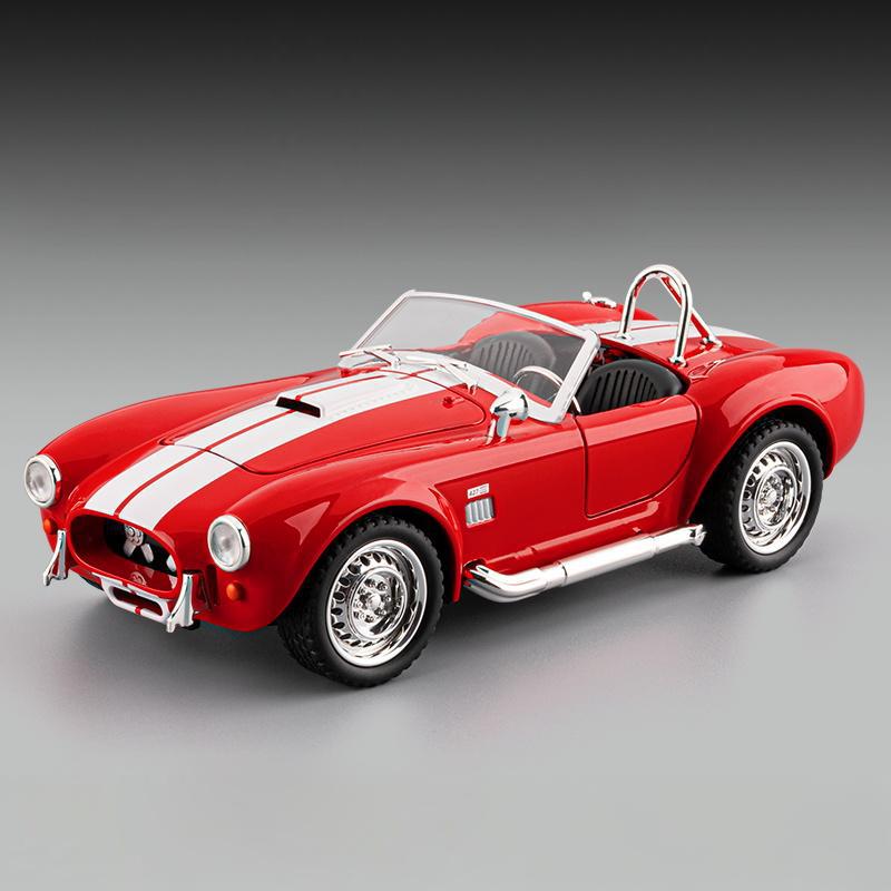 1:22 Shelby Cobra 427 S/C 1965 Сплав Родстер Спортивный Автомобиль Модель Металлическая Литая Классический Транспортное Средство Модель Автомобиля Звук Свет Детская Игрушка Подарок