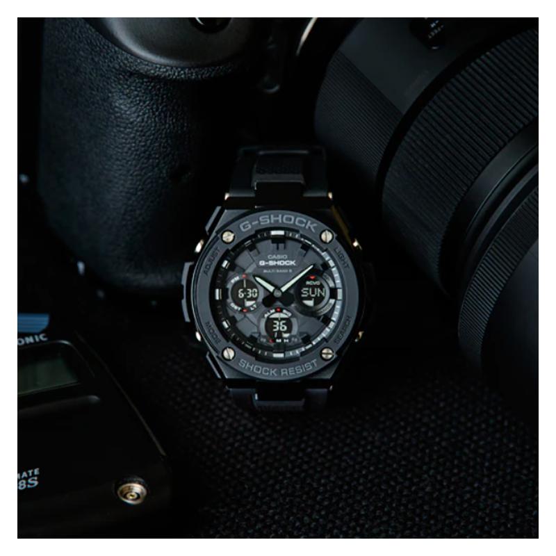 Casio Черные Мужские Водонепроницаемые Кварцевые Часы Отображение Даты Отображение Дня Солнечный Кварцевый Механизм Ремешок из Смолы Японские и Корейские Часы Мужские GST-W100G-1B