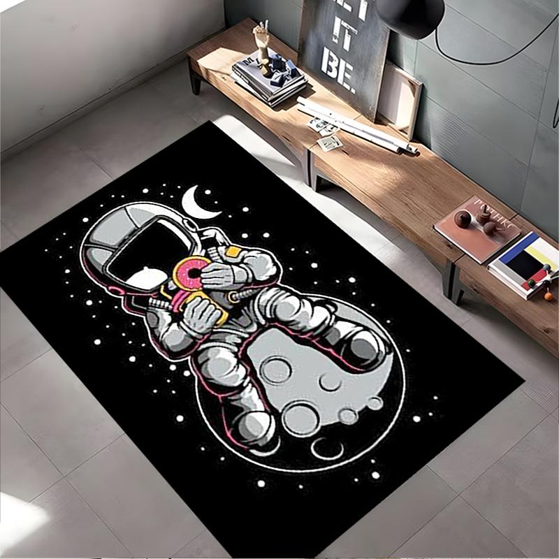 Creative Rug with Astronaut and Rocket Design Suitable for use as an anti-slip game mat for living room and bedroom sofas