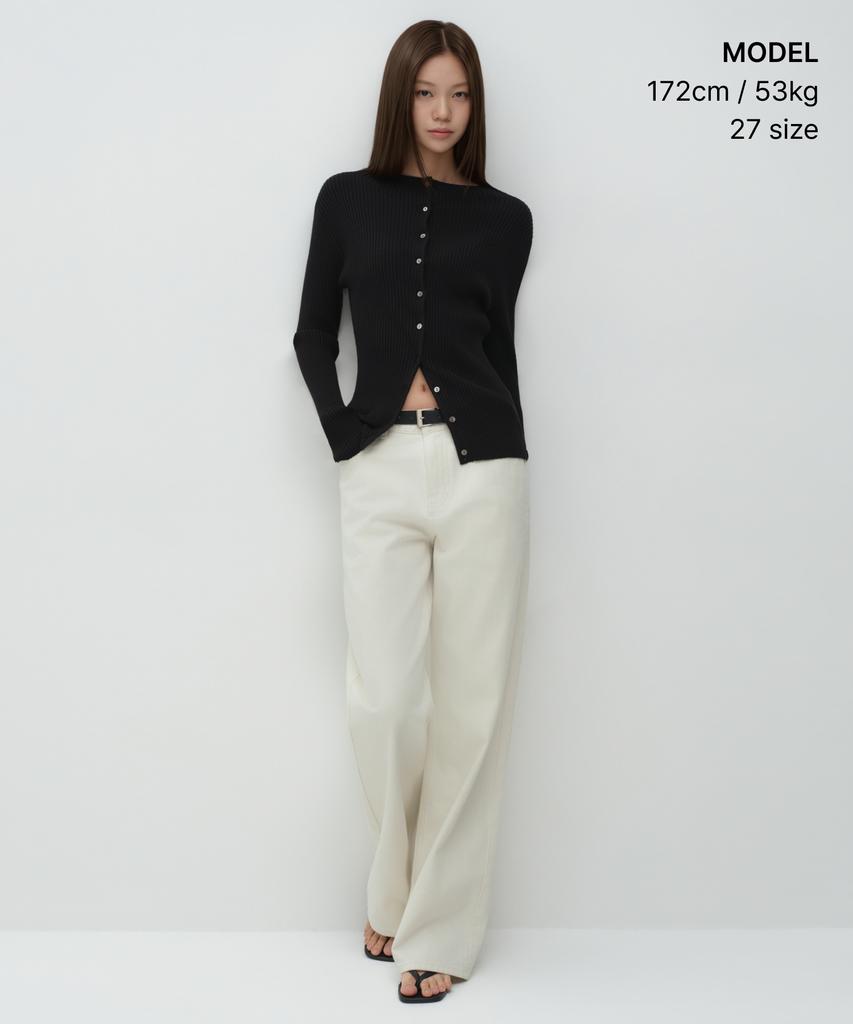 MUSINSA STANDARD WOMAN Женские базовые широкие джинсовые брюки [Кремовый]