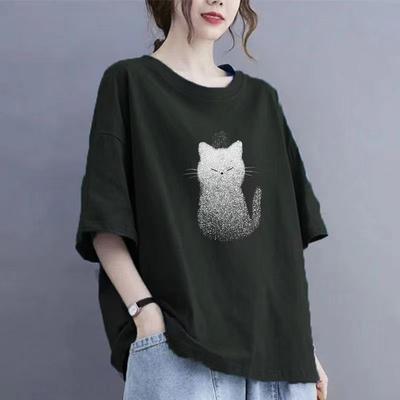 Летняя женская хлопковая футболка с короткими рукавами, женские свободные топы