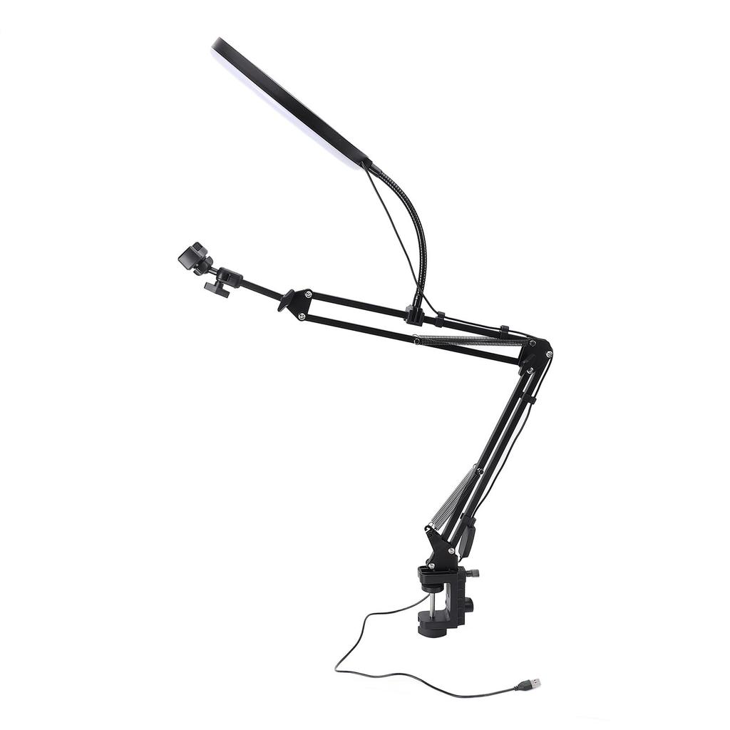 Кольцевой светильник с зажимом, накладной, с держателем для телефона, максимальная толщина зажима 4,5 см для настольного Li