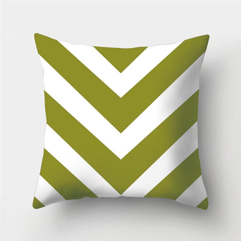Green Geometric Pattern Throw Pillowcase Home Decor Square Wave Print Pillowcase Sofa Bed Decorative Pillowcase