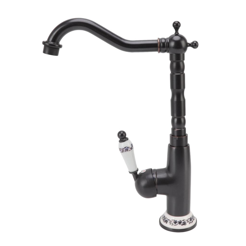 Антикварный кран в стиле ретро, фарфоровый клапан, длинный носик, прочный латунный вращающийся антикварный смеситель для