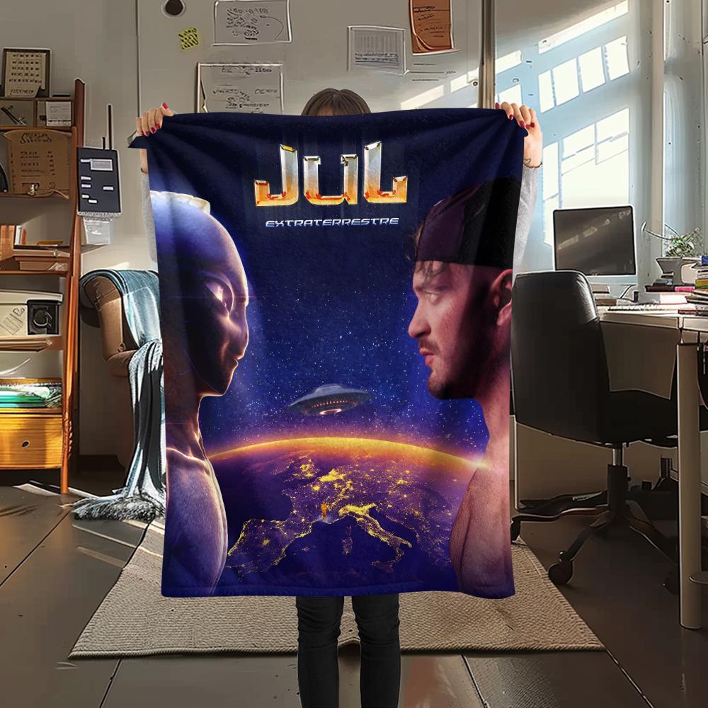 1 шт. Фланелевое одеяло JuL C'est Pas Des Lol Print, Высококачественное, Для всех сезонов, Декор для дома, Тепло и комфорт, Идеально для рождественских подарков