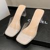 Summer Women Pumps Sandals PVC Jelly Slippers Open Toe High Heels Women Transparent Perspex Slippers Shoes Heel Clear Sandals