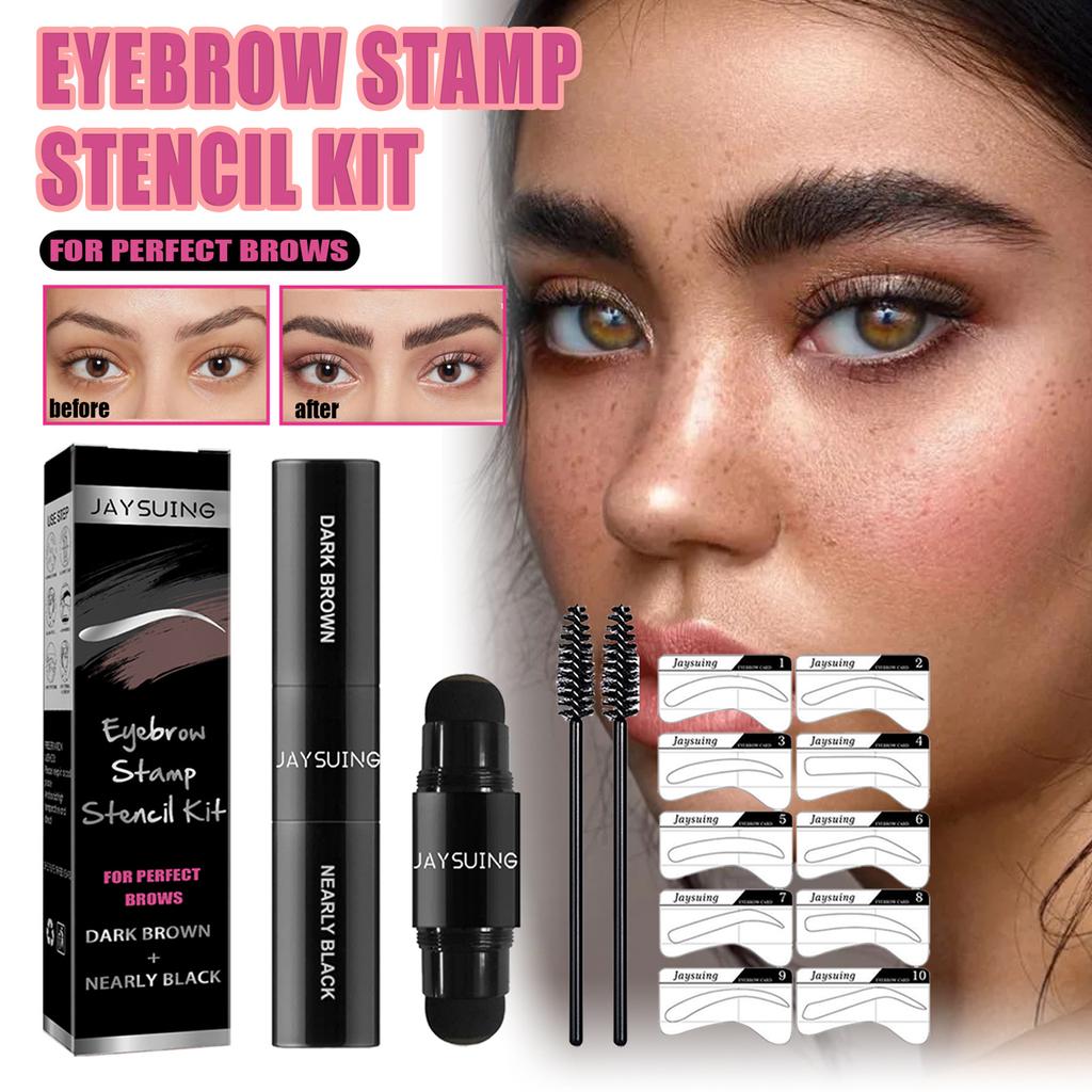 Набор трафаретов для бровей Jaysuing Eyebrow Stamp Stencil Kit Natural Hairline Powder 1 * Отпечаток бровей / 2 * Кисть для бровей /