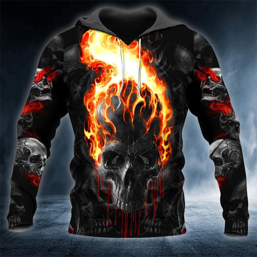 Hoodie Men Punk Skull 3D Print Fashion Skeletor Y2k Graphic Casual Goth Streetwear Long Sleeve Pullover Spring Autumn Oversized Top