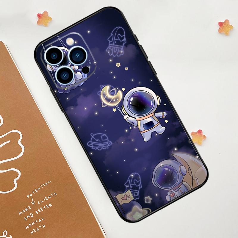 Милый чехол для телефона с галактическим астронавтом для iPhone 17 Pro Max 14 11 15 16 Pro Max 13 12 mini 16 Plus 16e 17 Air Funda