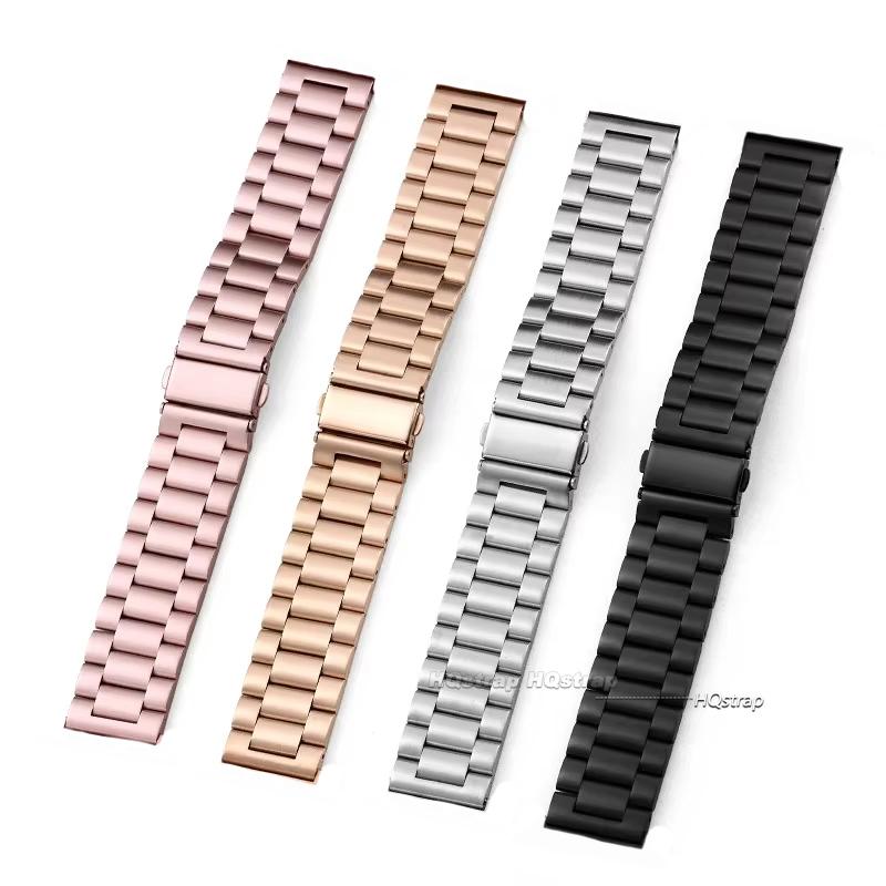 Ремешок для часов из нержавеющей стали для Amazfit 20 мм 22 мм Металлический ремешок Быстросъемный сменный ремешок для Samsung для Fossil