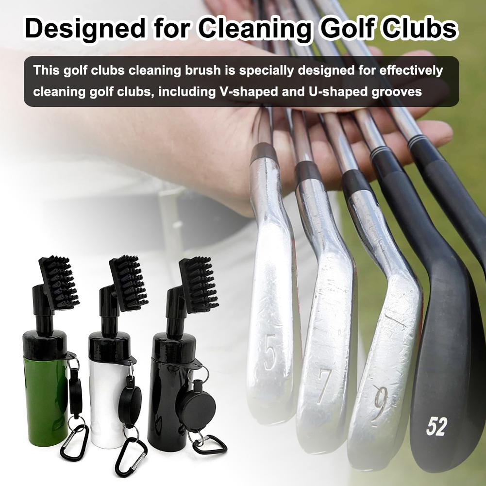Golf Clubs Brush Cleaner Golf Nylon Cleaning Brush with Retractable Clip & Press Sprays Bottle for