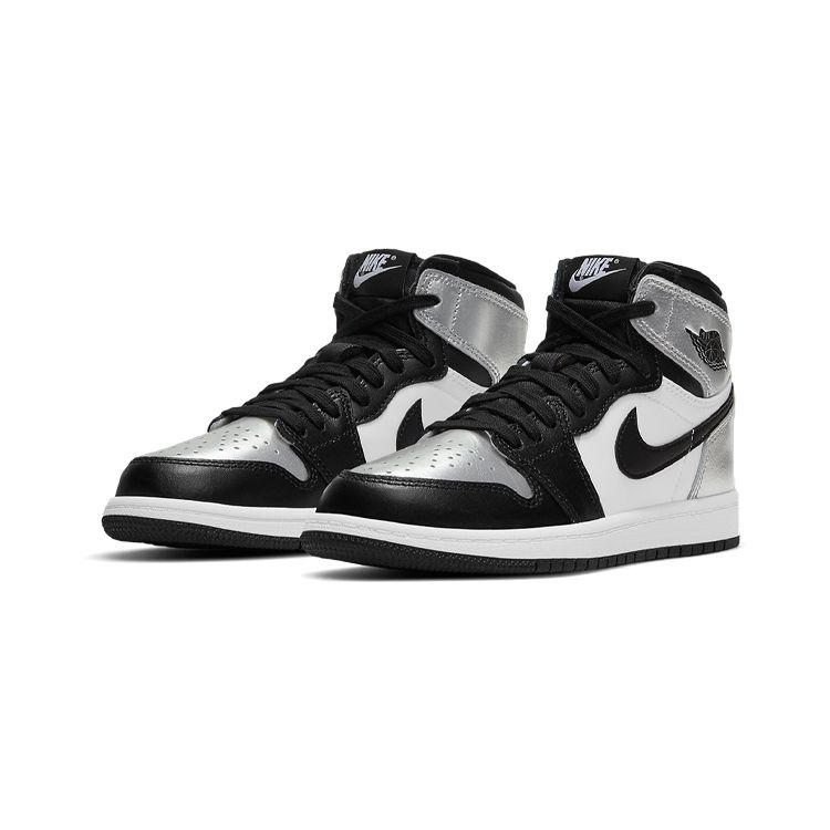 Детские кроссовки Air Jordan 1 Retro High OG PS Silver Toe Черный металлик-серебристый белый CU0449-001