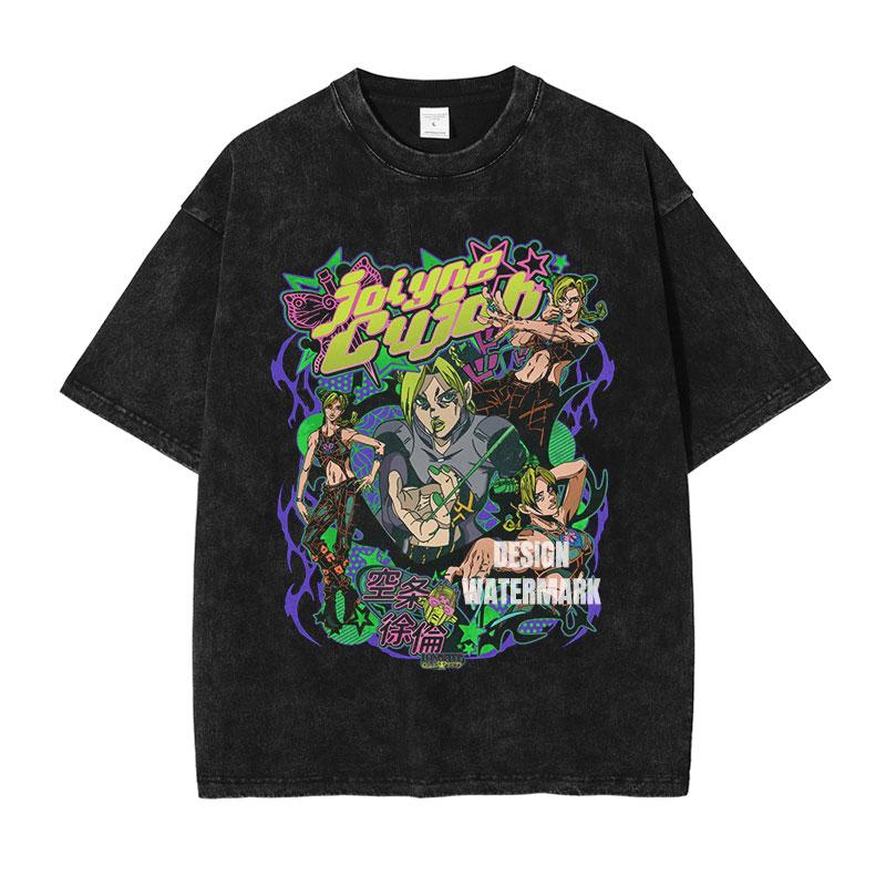 Горячая Аниме JoJo's Bizarre Adventure Кира Йошикаге Джорно Джованна Крутой Принт Футболка Унисекс Стираный Хлопок Футболки Харадзюку Футболка