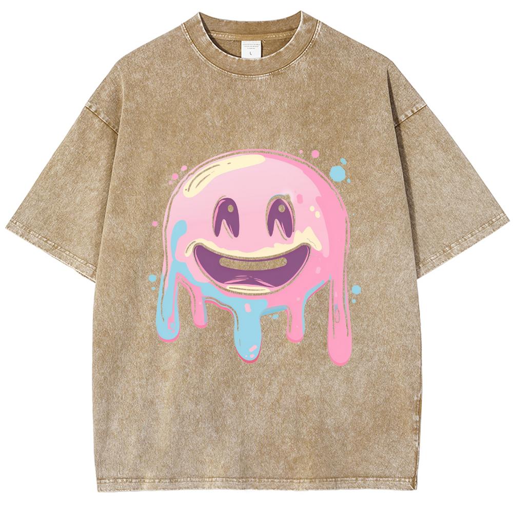 Граффити расписанный вручную штампованный принт женская футболка стираная свободная парная с коротким рукавом унисекс милый милый топ в форме сердца