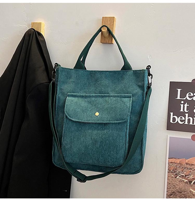 Minimalist Japanese Style Canvas Shoulder Bag For College Students With Zipper Closure
