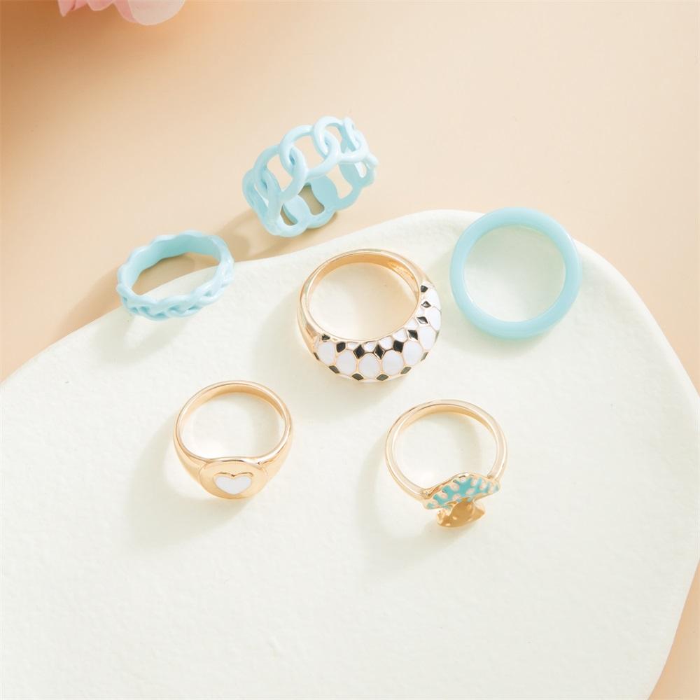 Набор красочных колец, модное сердце, металлическое сердце ярких цветов для женщин, винтажные масляные кольца, комплект ювелирных изделий на палец