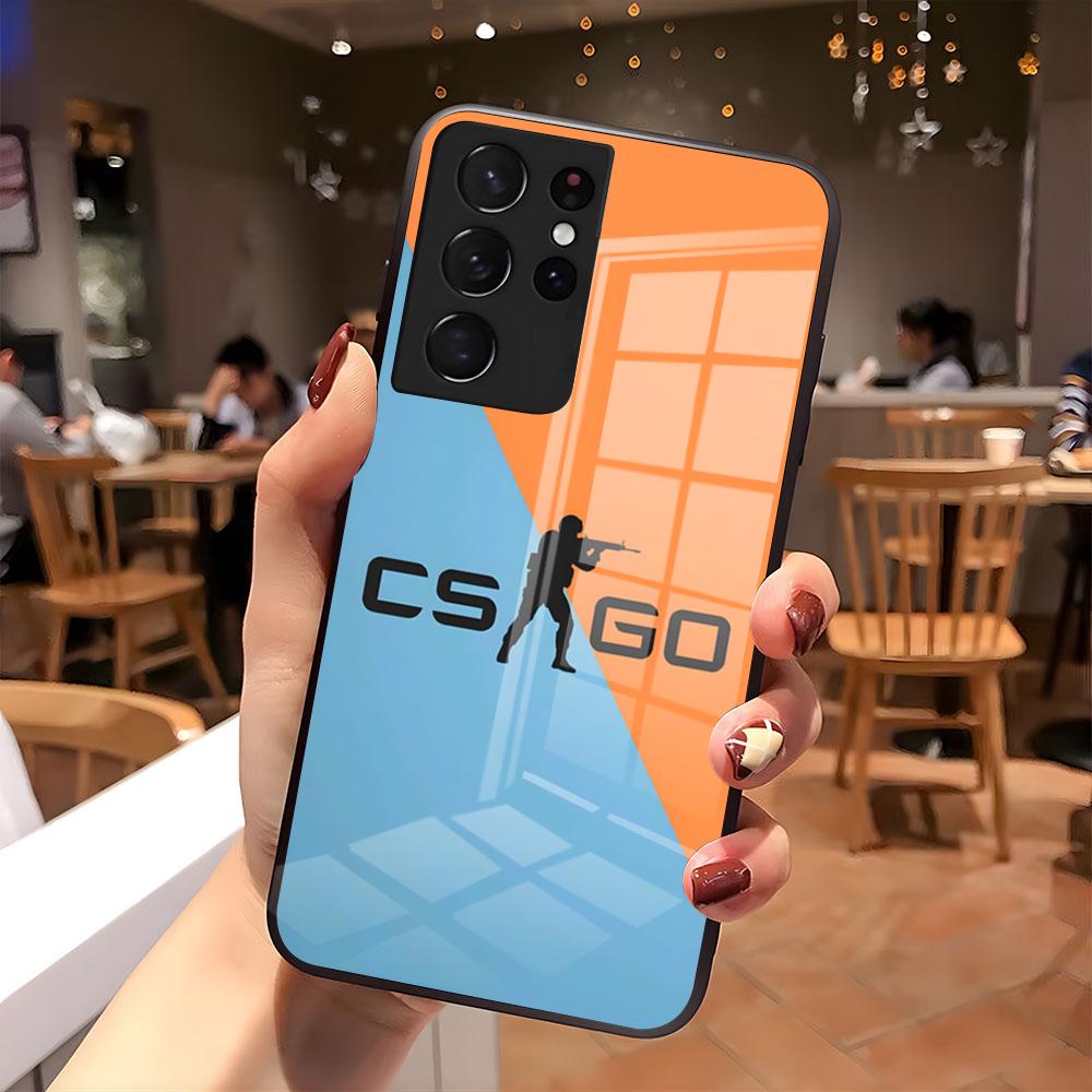 Игровой чехол для телефона C-Counter-Strike CS2 для Samsung S26 S25 S24 FE S23 S22 S21 Plus S20 Ultra Note20Ultra Черная стеклянная крышка