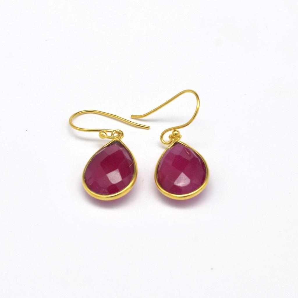 Ruby 925 Sterling Silver Earrings, Pear Gemstone Handmade Earrings, Gift For Her
