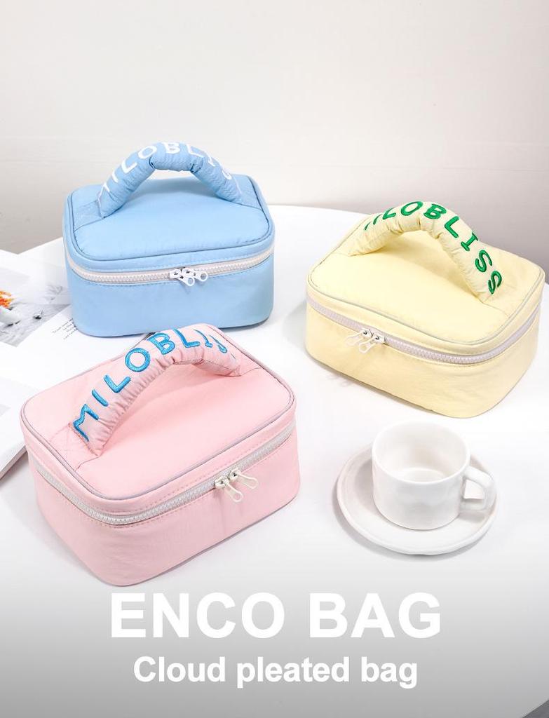 Korean Style Pastel Cotton-Filled Handbag Cosmetic & Travel Wash Bag