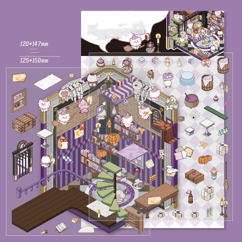 Сделай сам, ручная работа, милый мультяшный стикер, сладкая цветочная комната, библиотека, серия хлебобулочных изделий, наклейки для скрапбукинга, 3D-визуальные стековые наклейки