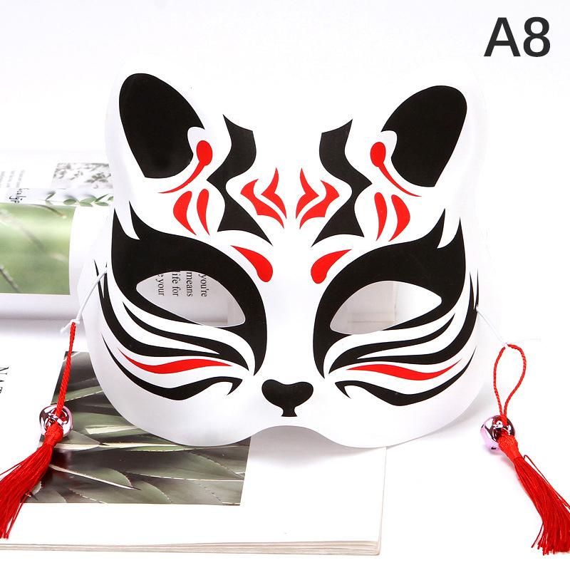 Anime Foxes Mask Japanese Cosplay Rave Hand-Painted Anime Demon Slayer Half Face