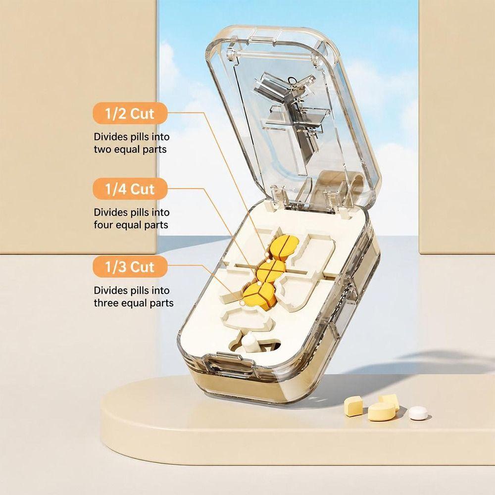 Moisture-proof Quartering Pill Cutter Dust-proof Dual Pill Crusher for Home&Travel