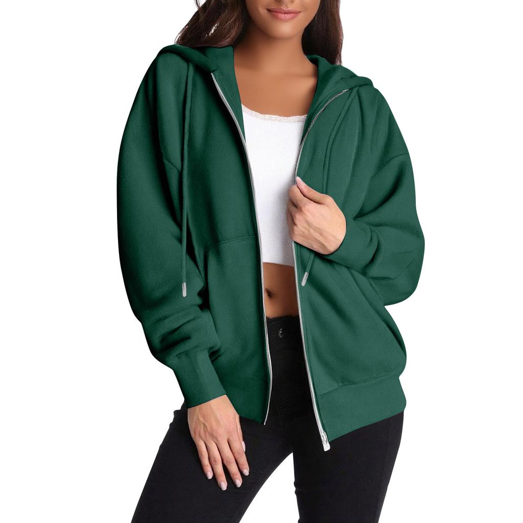 Женская толстовка на молнии с длинным рукавом, спортивная куртка с карманом, модная одежда