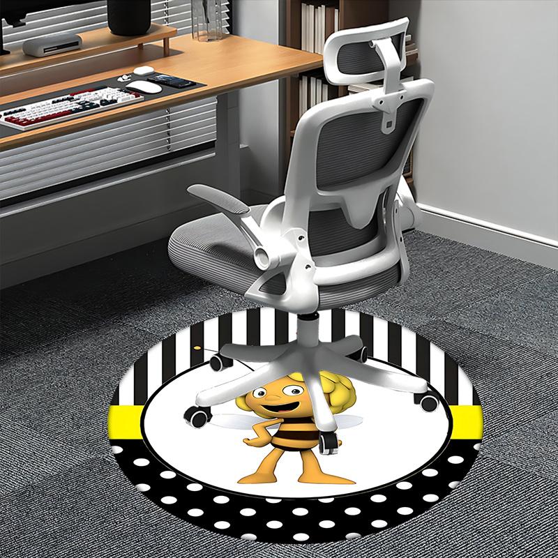 Bee Themed Chair Mat Round Carpet for Home Decor, Office Use, and Gifts0392b