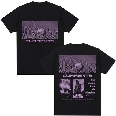 Футболка с принтом группы Tame Impala, альбом Currents. Мужская, женская. Харадзюку. Винтажная. Хип-хоп. Повседневная. Большого размера. Хлопковая. Хипстерская футболка.