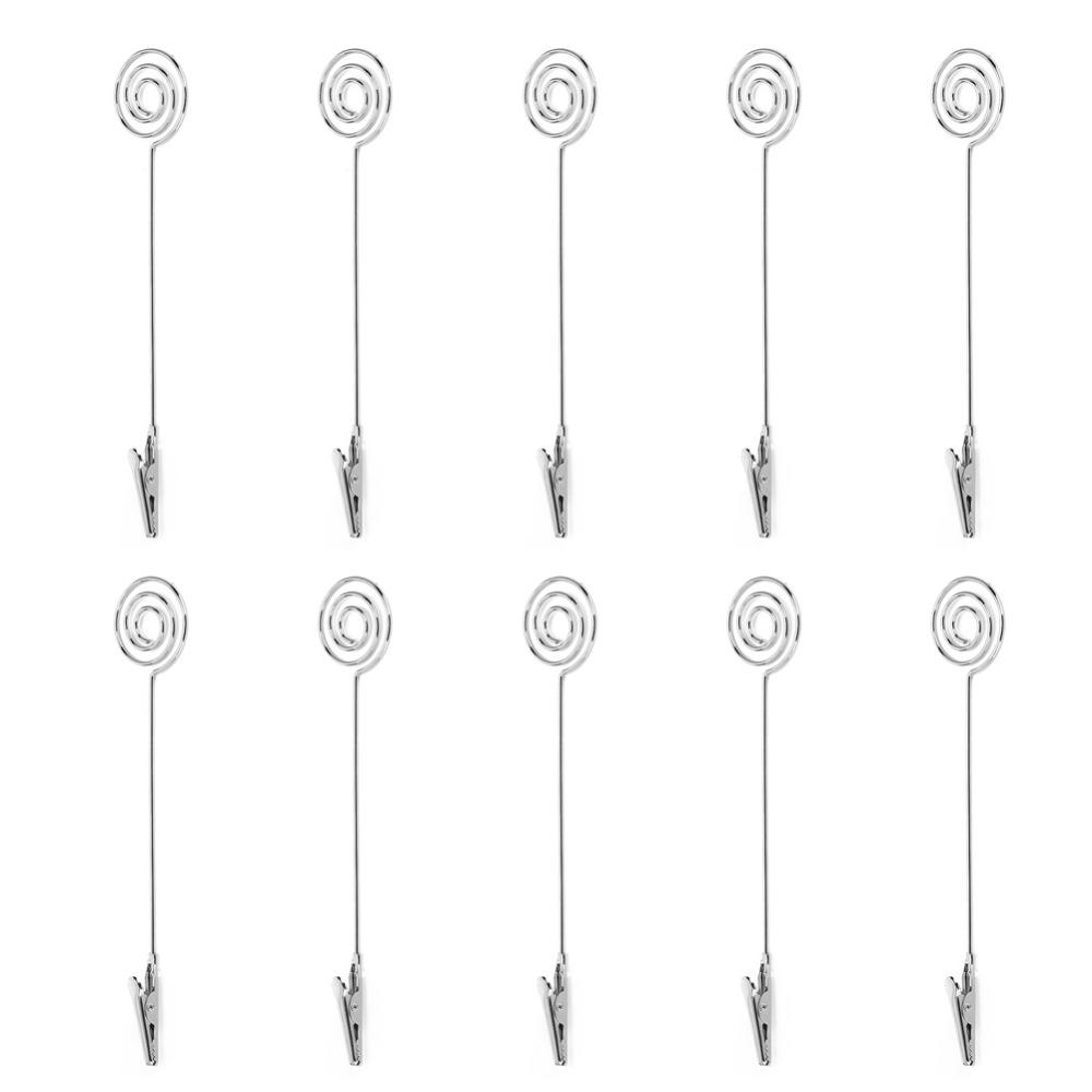 10PCS Round Table Note Clips 15*3cm Metal Table Cards Clip Table Cards Holder Message Display
