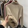 Autumn Winter Turtleneck Fleece Women Sweater Thick Warm Top Bottoming Shirt Inner Pullover Casual Simple Knitted Sweaters Loose Basic Simple Clothing