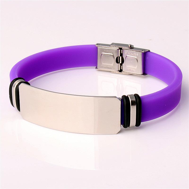 New Men and Women Sports Silicone Bracelet Stainless Steel Jewelry Basketball Bracelet Jewelry Accessories Black Bracelet