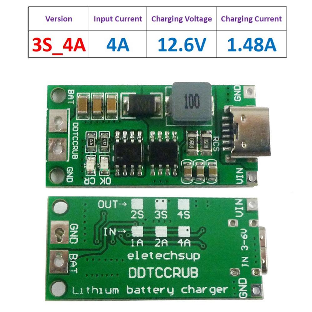 2S 3S 4S Type-C to 8.4V 12.6V 16.8V Boost Boost Polymer Li-Ion Charger 7.4V 11.1V 14.8V 18650 Lithium Battery Charging Module