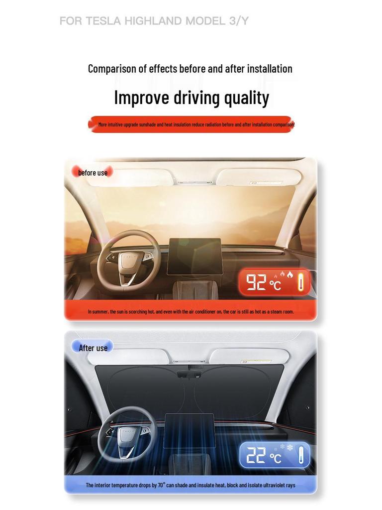 Tesla Model 3/Y Camping Privacy Sunshade with Suction Cups - Opaque, Anti-Peeping Side Panel