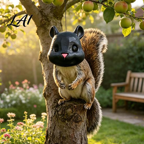 Hanging Nut Dispenser Outdoor Squirrel Feeder with Creative Simulated Head Design Durable 3D Printed Wildlife Feeding Station for Pla Tool Backyard