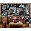 Доска Газета Кафе Ретро Фреска Черно-Белые Буквы Тема 3D Обои