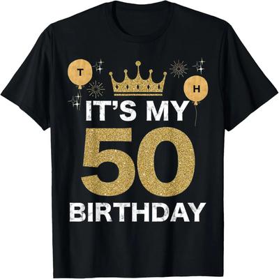 Это мой день рождения 50-й День рождения Короля Вечеринка Корона Мужчина Женщина Папа Футболка