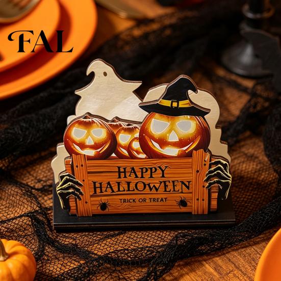 Desktop Accessory Halloween Wooden Napkin Holder, Ghost Pumpkin Decorative Tabletop Tissue Dispenser, Holiday Table Decor Paper Storage Organizer for
